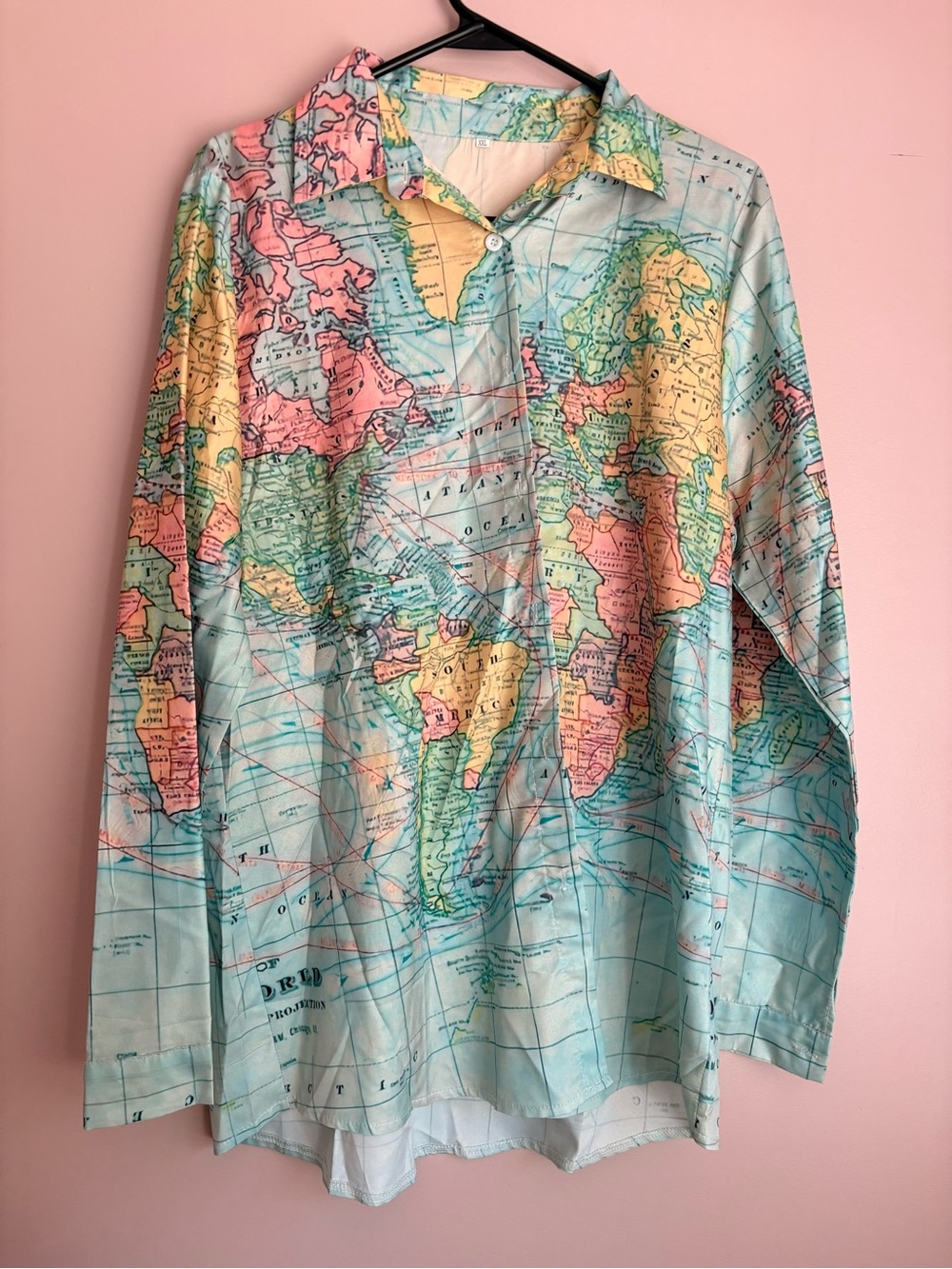 Map Print Button-Up Shirt - Picture 2 of 5